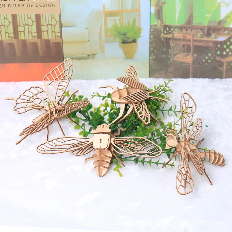 Jouet 3D en bois pour bébé, Puzzle insecte Animal, assemblage éducatif fait à la main, jouet cadeau pour enfants, décorations pour la maison