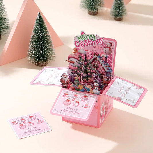 Carte de vœux de noël 3D multicolore créative, papier avec enveloppe, carte postale de joyeux noël, ornements Pop-Up, cartes de bénédiction, cadeau