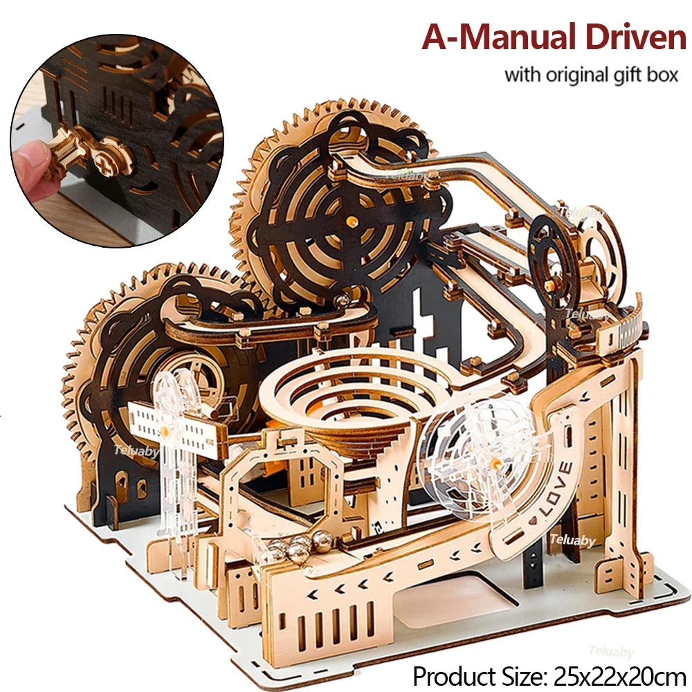 Puzzle 3D en bois, ensemble de course sur marbre, Kit de modèle de construction à assembler soi-même, moteur à vapeur, jouets éducatifs pour adultes et enfants, cadeaux d'anniversaire