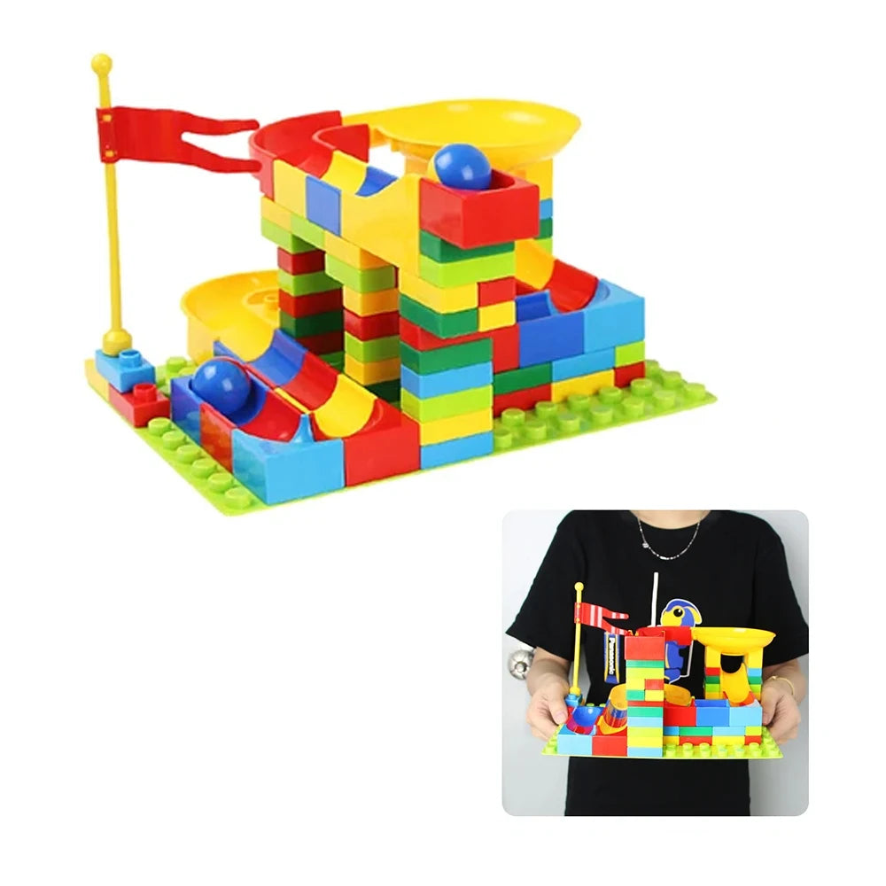 Blocs de construction coulissants d'entonnoir, 88 à 100 pièces, course en marbre, labyrinthe, boule de suivi, bricolage, grandes briques en plastique, jouets pour enfants, cadeau pour enfants