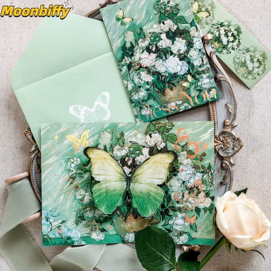 Carte pop up fleurs, papillon