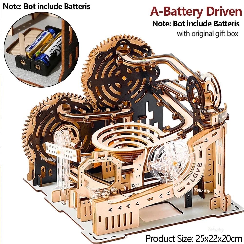 Puzzle 3D en bois, ensemble de course sur marbre, Kit de modèle de construction à assembler soi-même, moteur à vapeur, jouets éducatifs pour adultes et enfants, cadeaux d'anniversaire