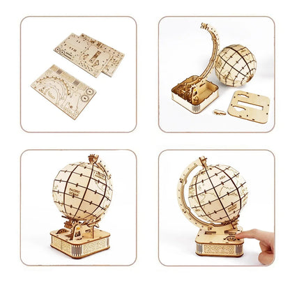 Puzzle Globe 3D en bois, jouet à assembler mécanique, bloc de construction, ensemble de modèles de terre pour adolescents, bricolage, géographie, carte du monde, jouet cadeau à construire