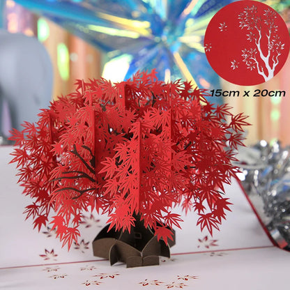 Carte pop up anniversaire, fleurs, animeaux