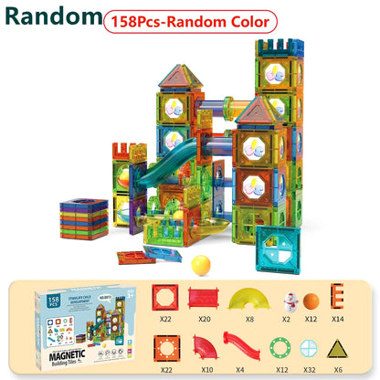 Ensemble de jouets de piste de marbre de carrelage magnétique blocs de construction éducatifs STEM pour garçons et filles âgés de 3 ans, grands cadeaux d'anniversaire de noël