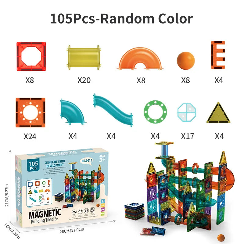 Blocs de construction de carreaux magnétiques légers pour enfants, jouets de construction éducatifs transparents 3D, blocs de course en marbre magnétiques, jouets pour enfants