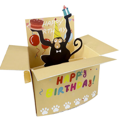 Carte pop-up hilarante joyeux anniversaire, 1 pièce, conception de personnages 3D humoristiques avec ballons et confettis en forme de cœur, carte fantaisiste