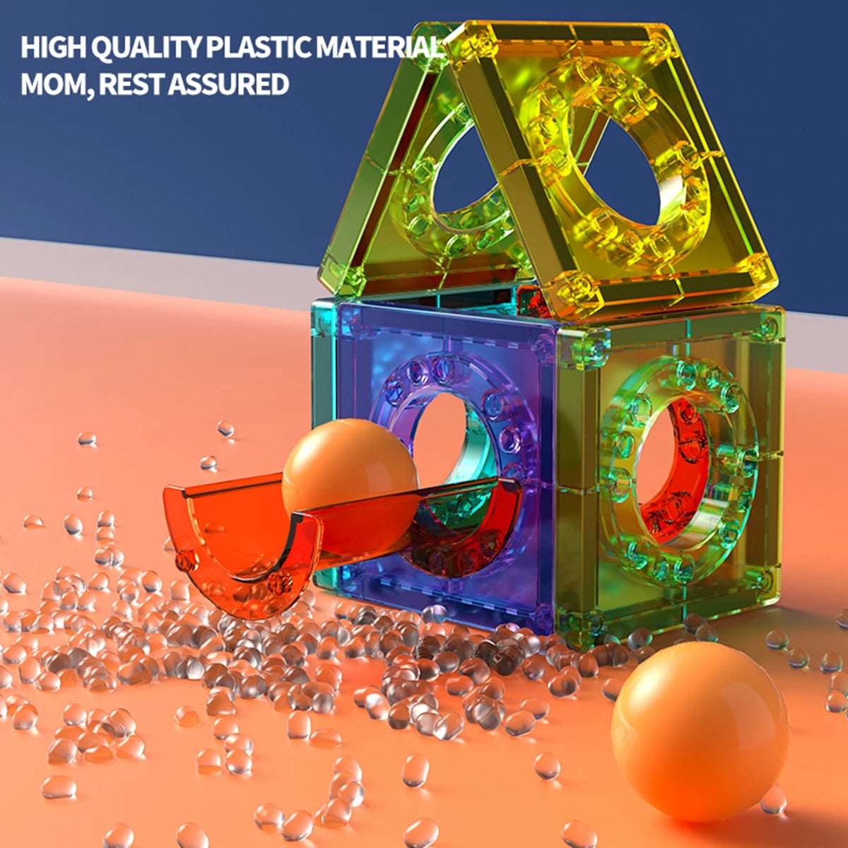 Blocs de construction de carreaux magnétiques légers pour enfants, jouets de construction de tige éducatifs transparents 3D, blocs de course en marbre magnétiques, jouets pour enfants