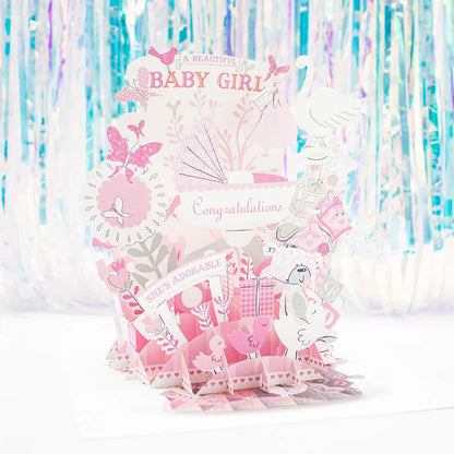 Carte pop up anniversaire, fleurs, animeaux