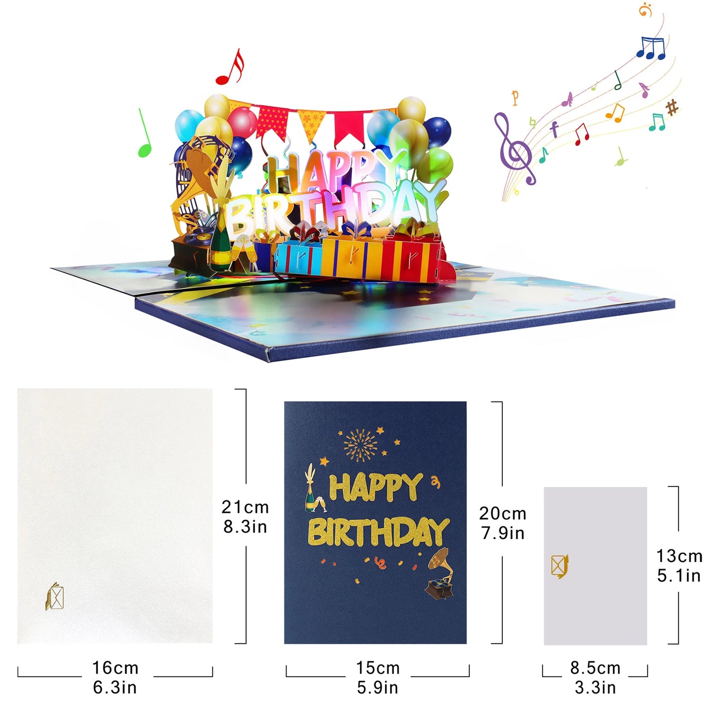 Carte postale pop up anniversaire en musique
