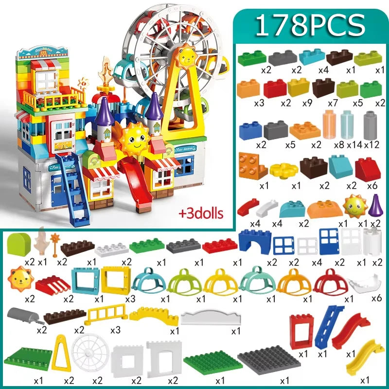 178 pièces/269 pièces course de marbre grande taille bloc blocs de construction entonnoir blocs coulissants bricolage éducatif grande brique jouet pour enfants cadeau