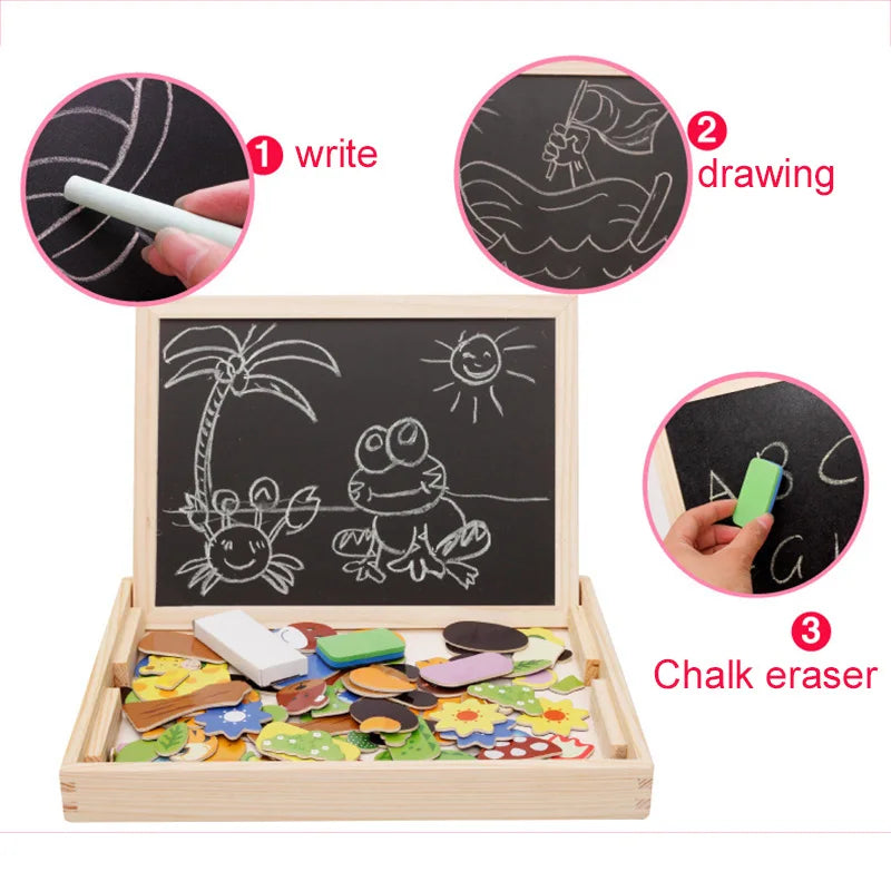 Planche à dessin multifonction pour enfants, Puzzle d'écriture, Attraction magnétique, tableau noir, jouets éducatifs d'apprentissage pour enfants, cadeaux TMZ