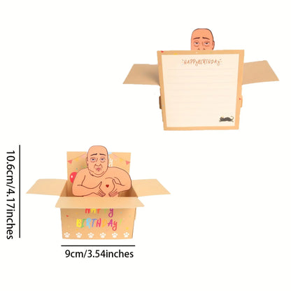 Carte pop-up hilarante joyeux anniversaire, 1 pièce, conception de personnages 3D humoristiques avec ballons et confettis en forme de cœur, carte fantaisiste