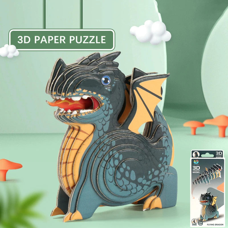 Puzzle en papier dinosaure 3D pour enfants, jouets Montessori, bricolage amusant, assemblage manuel, modèle tridimensionnel, jouet pour garçon et fille