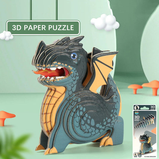 Puzzle en papier dinosaure 3D pour enfants, jouets Montessori, bricolage amusant, assemblage manuel, modèle tridimensionnel, jouet pour garçon et fille