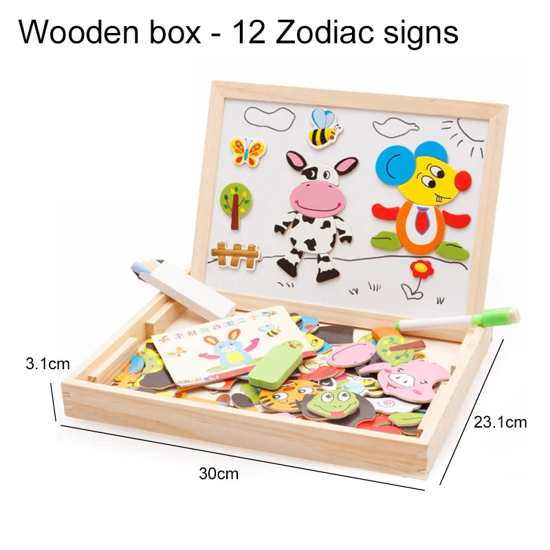 Planche à dessin multifonction pour enfants, Puzzle d'écriture, Attraction magnétique, tableau noir, jouets éducatifs d'apprentissage pour enfants, cadeaux TMZ