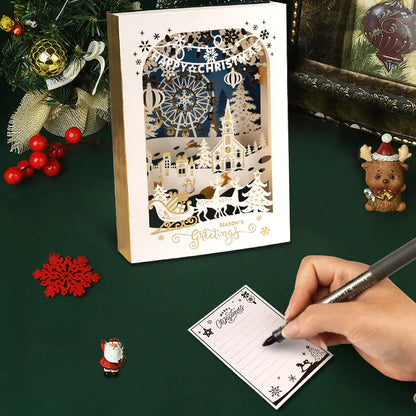 Carte de vœux de noël 3D, petite carte créative, cadeau de réveillon de noël exquis et Premium, décoration d'élan, carte de vœux en or 2025