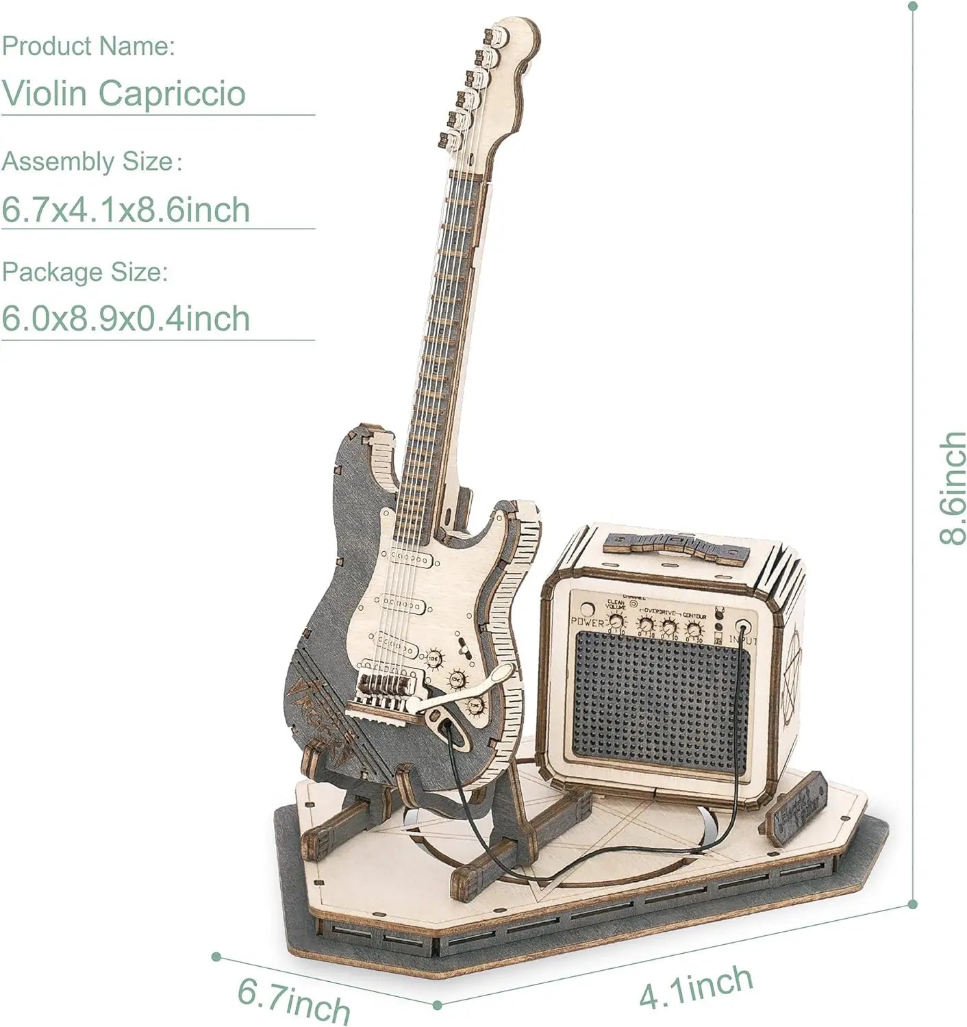 Robotime ROKR guitare électrique 3D Puzzle en bois pour enfants adultes assemblage jouets créatifs bloc de construction ensemble pour cadeaux de noël