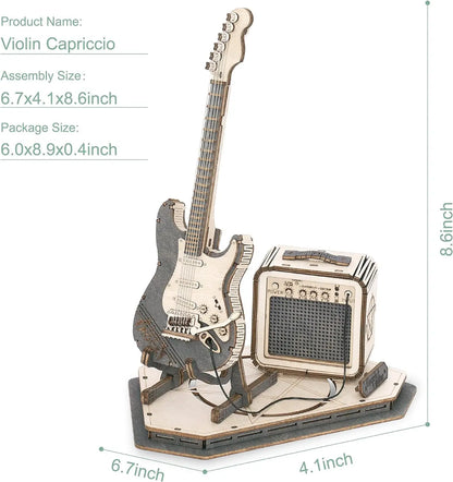 Robotime ROKR guitare électrique 3D Puzzle en bois pour enfants adultes assemblage jouets créatifs bloc de construction ensemble pour cadeaux de noël