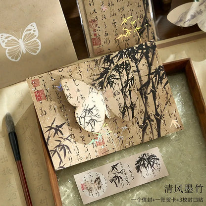 Carte pop up fleurs, papillon
