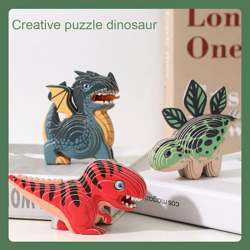 Puzzle en papier dinosaure 3D pour enfants, jouets Montessori, bricolage amusant, assemblage manuel, modèle tridimensionnel, jouet pour garçon et fille