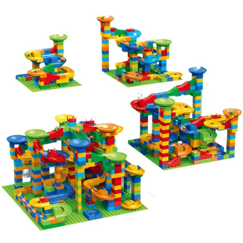 88-514 pièces blocs de course en marbre labyrinthe balle piste jouet Compatible blocs de construction de ville entonnoir blocs coulissants jouets briques à monter soi-même jouets