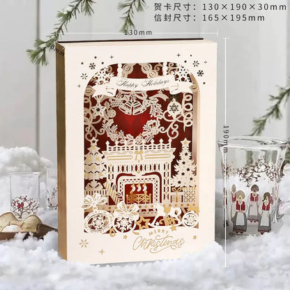 Carte de vœux de noël 3D, petite carte créative, cadeau de réveillon de noël exquis et Premium, décoration d'élan, carte de vœux en or 2025