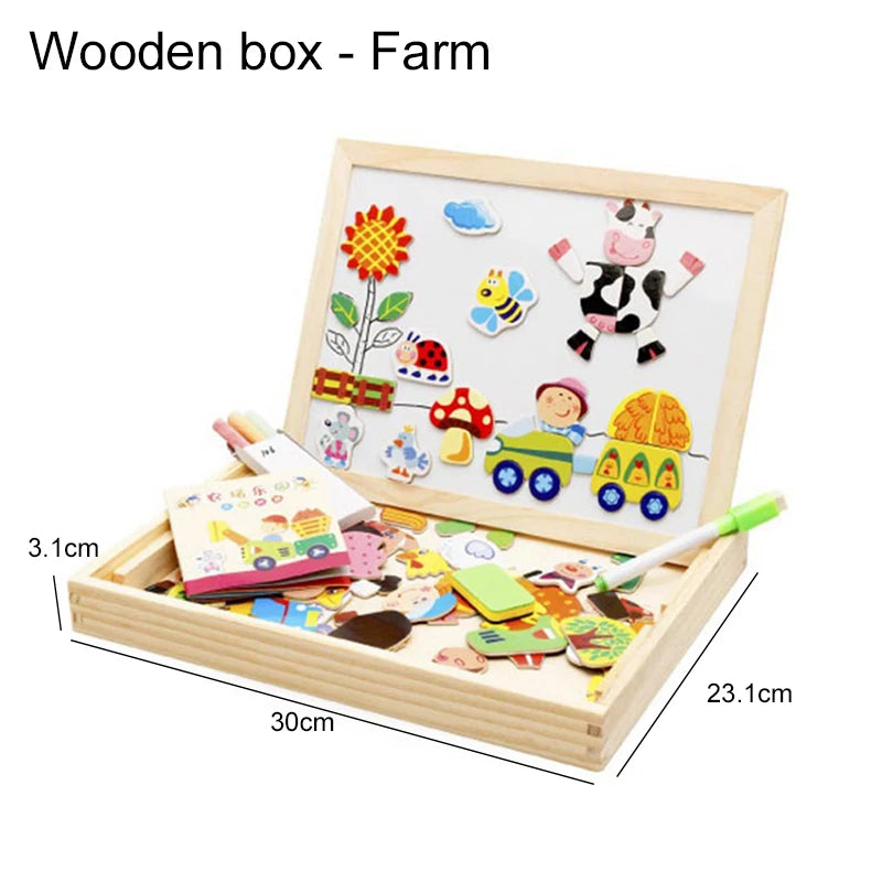 Planche à dessin multifonction pour enfants, Puzzle d'écriture, Attraction magnétique, tableau noir, jouets éducatifs d'apprentissage pour enfants, cadeaux TMZ