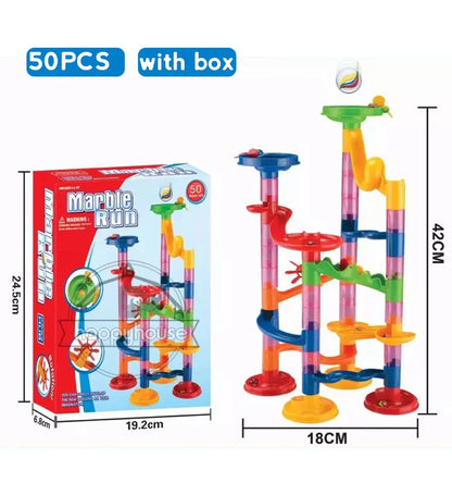 Blocs de construction de piste de course en marbre pour enfants, labyrinthe 3D, rouleau de balle, jouet, bricolage, ensemble de dessous de verre de course en marbre, 80/105/109/133 pièces, cadeau de noël