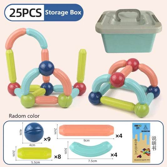 blocs de construction magnétiques montessori 25 pièces avec coffret