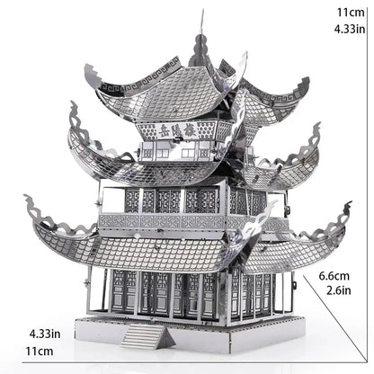 Puzzle 3D en métal, tour Yue Yang, Architecture classique chinoise, Kits de modèles d'assemblage, bricolage, découpé au Laser, jouet pour enfants et adultes