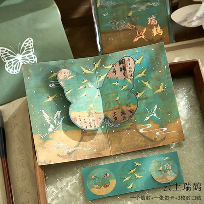 Carte pop up fleurs, papillon