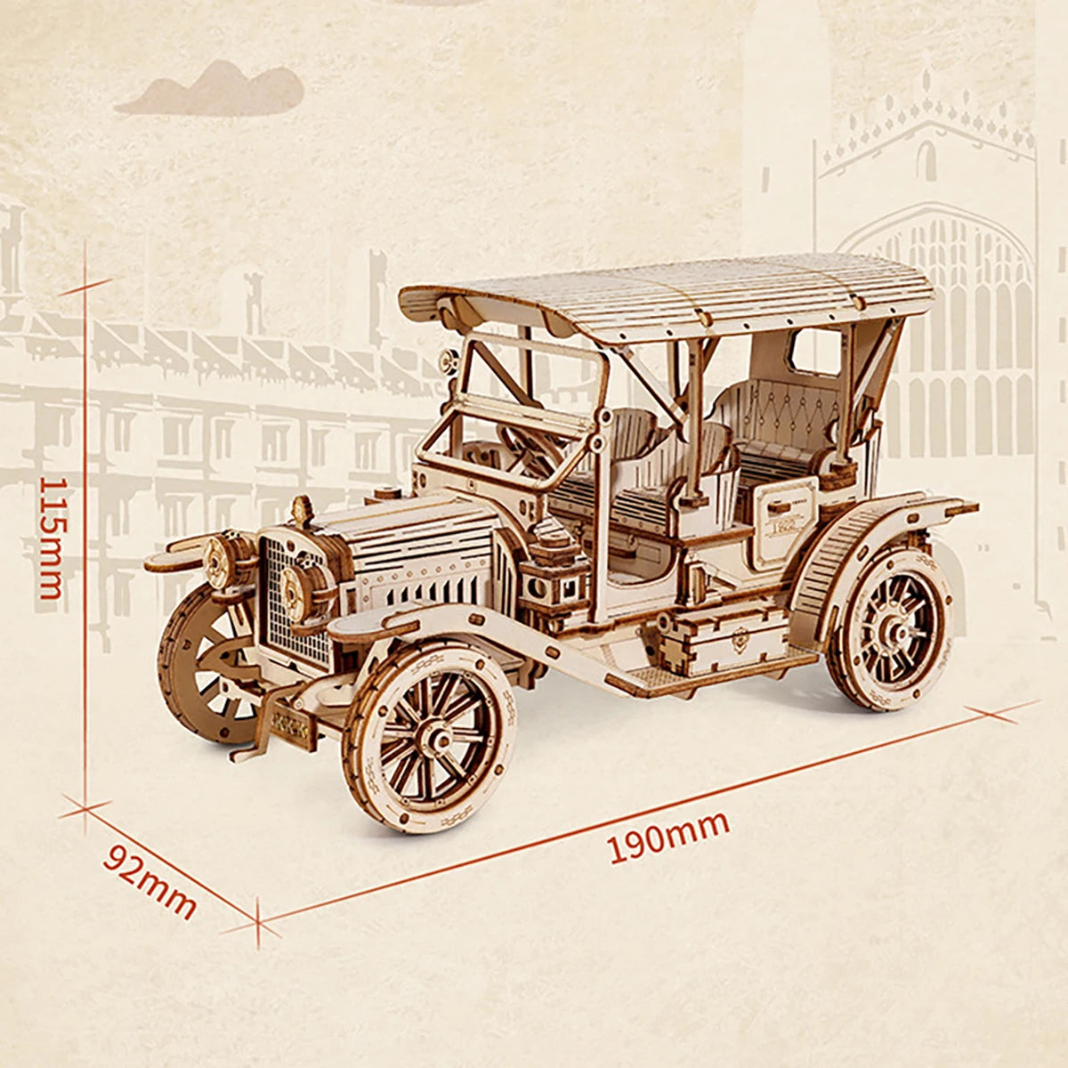 Modèle d'échelle de puzzle en bois de voiture 3D de voiture classique, kit de modèle de bricolage, cadeau artisanal, décoration de la maison, kit de modèle mécanique, jouet de construction