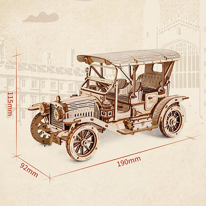 Modèle d'échelle de puzzle en bois de voiture 3D de voiture classique, kit de modèle de bricolage, cadeau artisanal, décoration de la maison, kit de modèle mécanique, jouet de construction