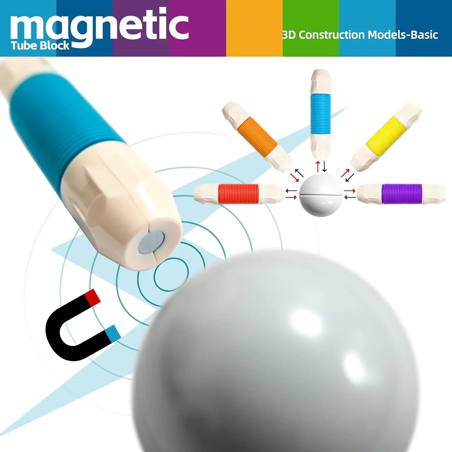 Jeu de construction magnétique 100 pièces flexibles