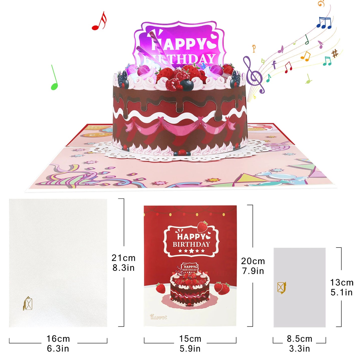 Carte pop up musicales anniversaire