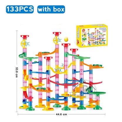 Blocs de construction de piste de course en marbre pour enfants, labyrinthe 3D, rouleau de balle, jouet, bricolage, ensemble de dessous de verre de course en marbre, 80/105/109/133 pièces, cadeau de noël