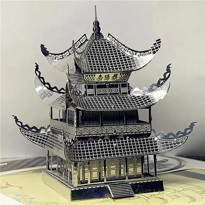 Puzzle 3D en métal, tour Yue Yang, Architecture classique chinoise, Kits de modèles d'assemblage, bricolage, découpé au Laser, jouet pour enfants et adultes