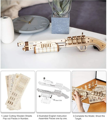 Robotime Rokr Corsac M60 pistolet jouet 3D Puzzle en bois Kit de modèle de construction mécanique pour enfants 14 ans cadeau de noël