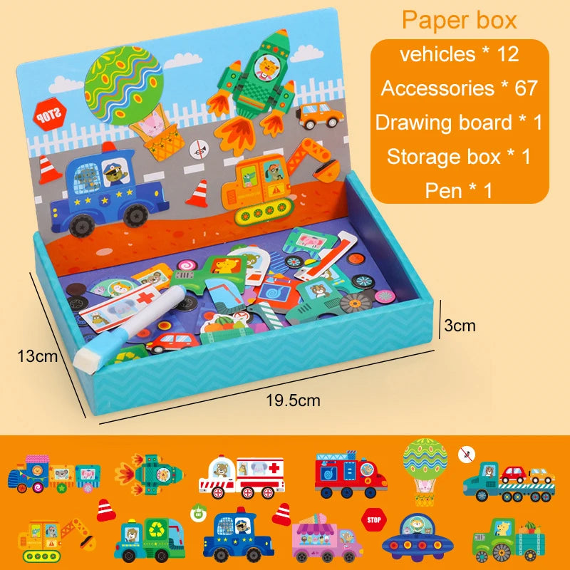Planche à dessin multifonction pour enfants, Puzzle d'écriture, Attraction magnétique, tableau noir, jouets éducatifs d'apprentissage pour enfants, cadeaux TMZ