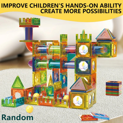 Ensemble de jouets de piste de marbre de carrelage magnétique blocs de construction éducatifs STEM pour garçons et filles âgés de 3 ans, grands cadeaux d'anniversaire de noël