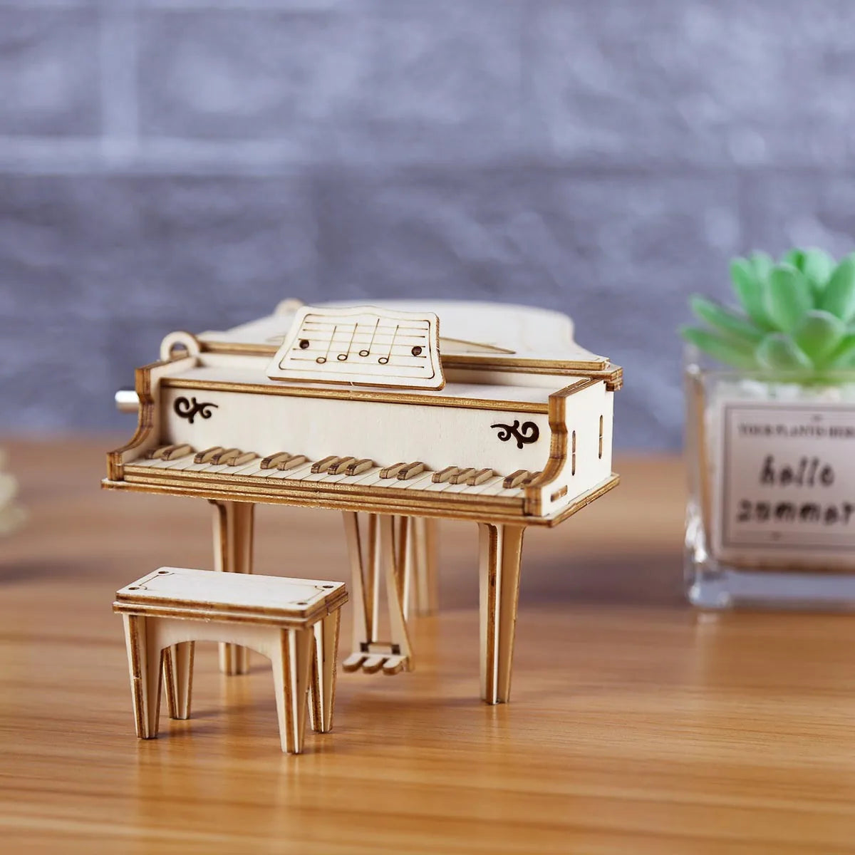 Boîte à musique de Piano à manivelle créative, Kits de Puzzle 3D en bois, blocs de construction, ensemble de jouets, bricolage, modèles à assembler, cadeau pour adolescents et adultes