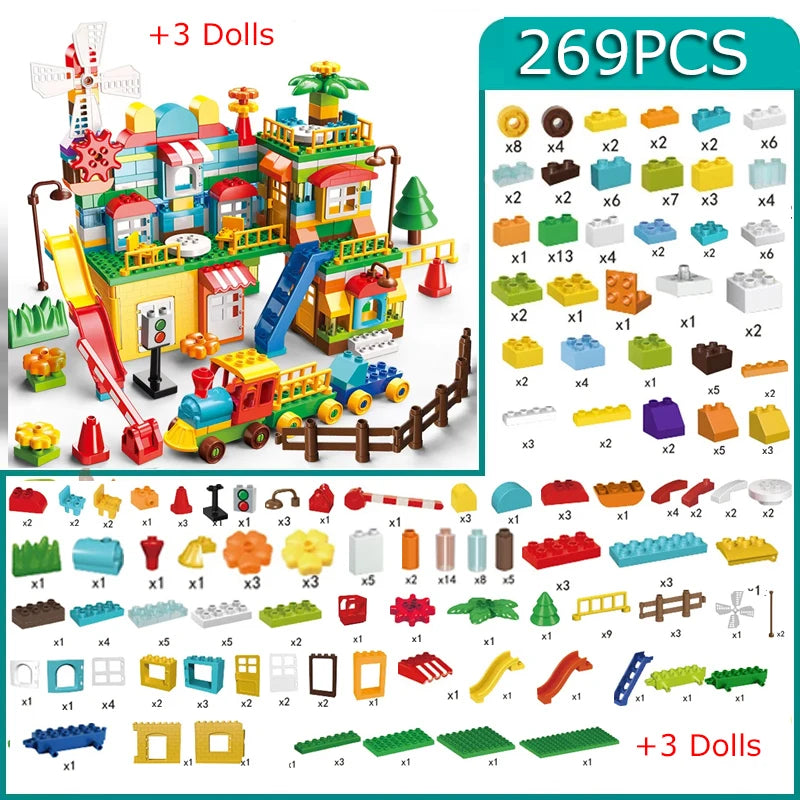 178 pièces/269 pièces course de marbre grande taille bloc blocs de construction entonnoir blocs coulissants bricolage éducatif grande brique jouet pour enfants cadeau