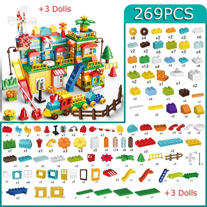 178 pièces/269 pièces course de marbre grande taille bloc blocs de construction entonnoir blocs coulissants bricolage éducatif grande brique jouet pour enfants cadeau