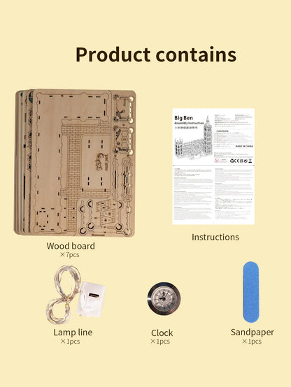 Puzzle 3D en bois Big Ben, Kits de modèles, horloge de bureau, blocs de construction, cadeau créatif, décoration de maison pour la famille, cadeau de noël Unique