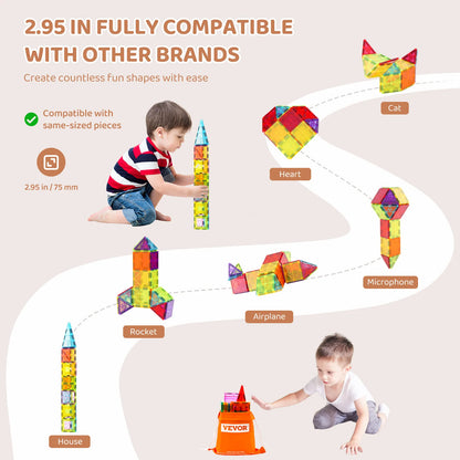 SucceBuy 32 pièces carreaux magnétiques légers blocs de construction aimant éducatif tige sensorielle empilage jouets pour les tout-petits garçons filles cadeaux