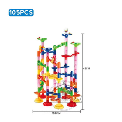 Blocs de construction de piste de course en marbre pour enfants, labyrinthe 3D, rouleau de balle, jouet, bricolage, ensemble de dessous de verre de course en marbre, 80/105/109/133 pièces, cadeau de noël
