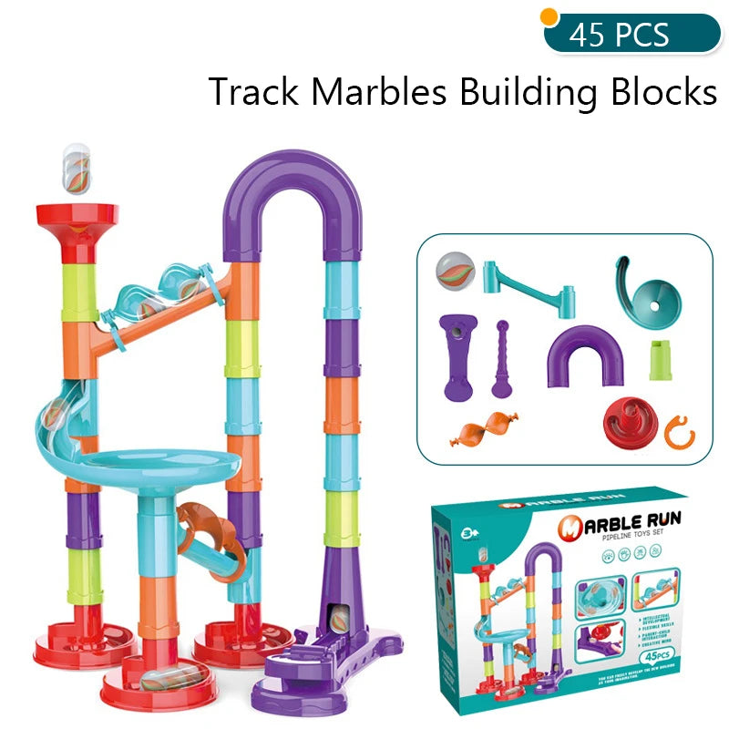 Blocs de construction de piste de catapulte de course de billes, perles coulissantes, jouets éducatifs, cadeau pour enfants, balles de course, ensemble de course de piste en marbre
