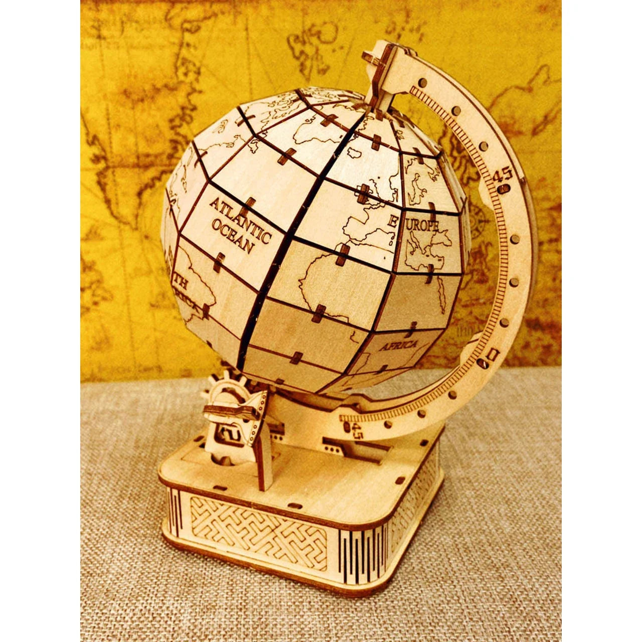Puzzle Globe 3D en bois, jouet à assembler mécanique, bloc de construction, ensemble de modèles de terre pour adolescents, bricolage, géographie, carte du monde, jouet cadeau à construire