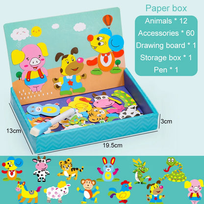 Planche à dessin multifonction pour enfants, Puzzle d'écriture, Attraction magnétique, tableau noir, jouets éducatifs d'apprentissage pour enfants, cadeaux TMZ